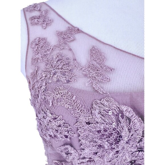 Davids Bridal Lavender One-Shoulder Embroidered Prom Bridesmaid Dress Gown - Picture 6 of 16